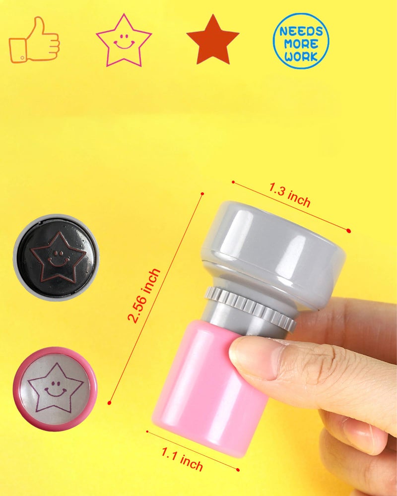 BOYIDEW Pack of 4 Sorted Teacher Stamp BOYIDEW Self-Inking Rubber Stamps Pre-Inked Review Photosensitive Star Stamps for Teachers Education Grading - Image 2